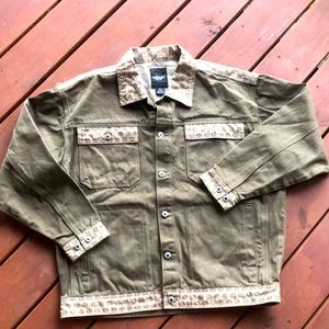 GODBODY XL Olive jean jacket barely worn!